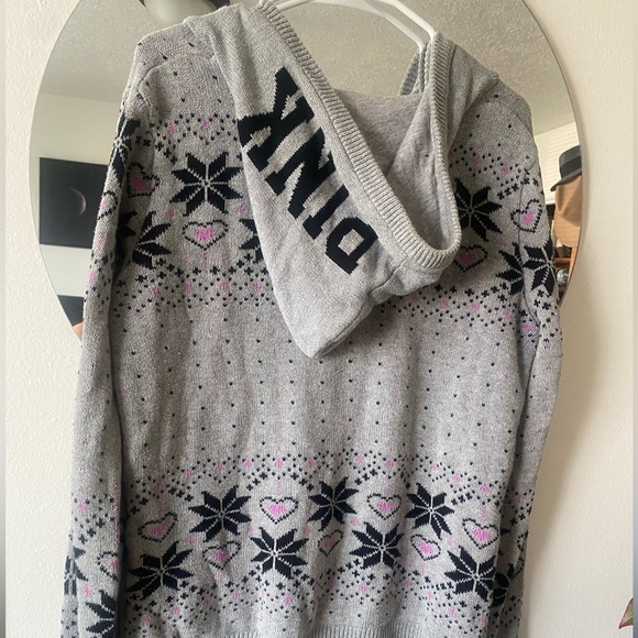VS Pink Knit Hooded Sweater Size Medium - Picture 2 of 4